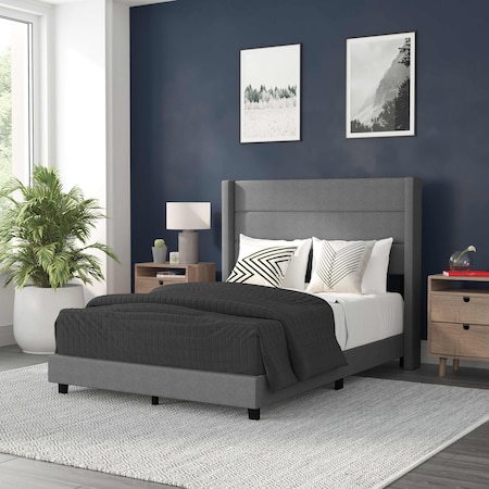 Flash Furniture Gray Queen Platform Bed with Headboard YK-1078-GY-F-GG